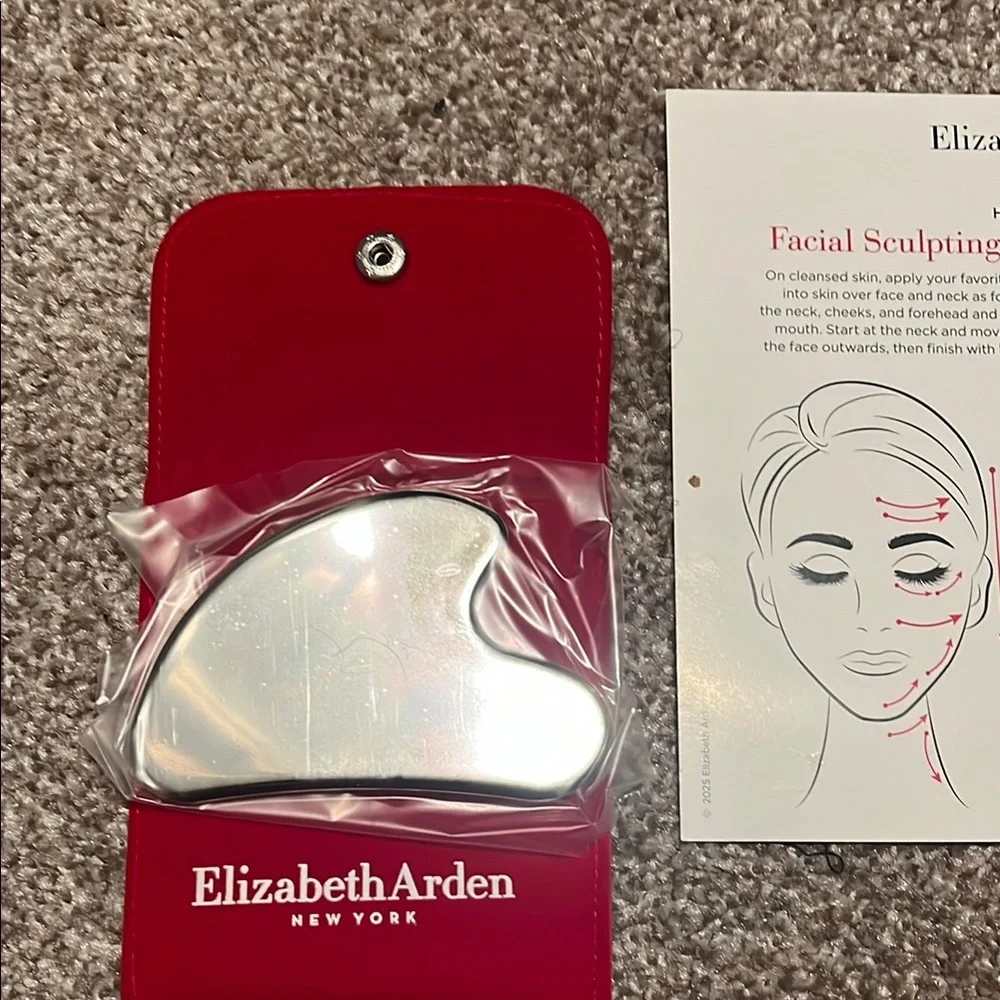 Elizabeth Arden Silver Facial Sculpting Tool with Red Case